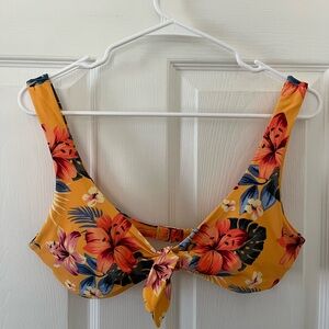 Hollister Floral Bikini Top with Tie Front